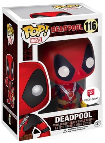 Deadpool avec un poulet en caoutchouc