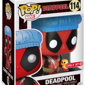 Deadpool à l'heure du bain (bonnet de bain et petit canard)