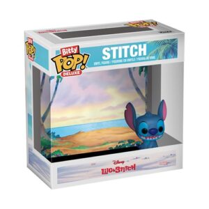 Funko Bitty Pop Deluxe Stitch représentant Stitch dans un univers de plage Disney