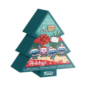 Funko Pocket Pop Stitch Holiday, coffret Tree box de quatre figurines