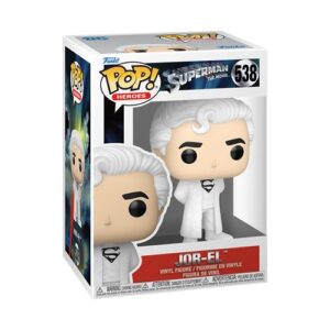 Funko Pop Jor-El de Superman 1978 présentée en noir et blanc