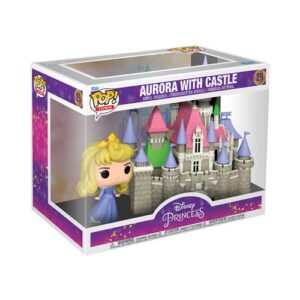 Funko Pop Town Aurore accompagnée de son château dans une scène Disney