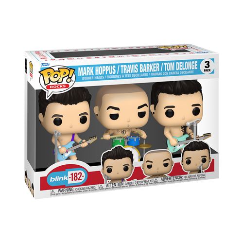 Figurines Funko Pop Rocks Blink-182 3 Pack Mark Hoppus Travis Barker Tom DeLonge